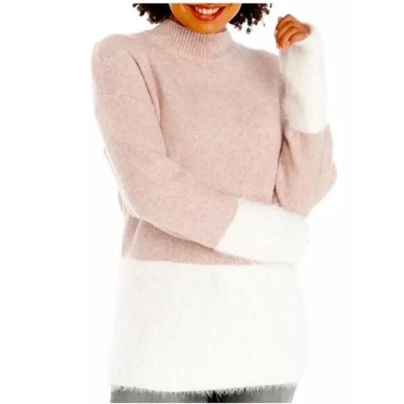 AD Adyson Parker Small sweater white pink 2% wool color block - Picture 1 of 7